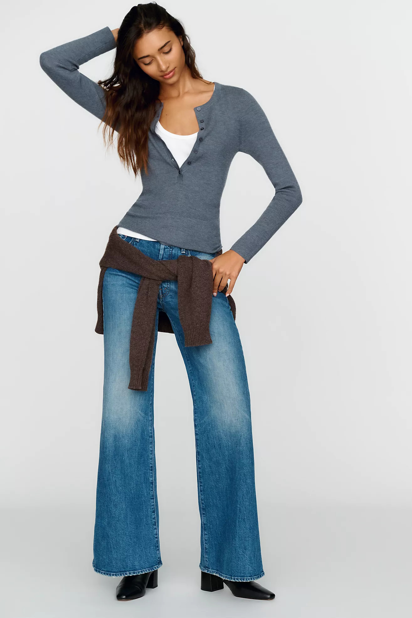 The Tomcat Roller Sneak Mid Rise Flare Jeans | Anthropologie (US)