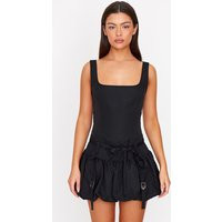 Black Square Neck Puffball Dress | PrettyLittleThing US
