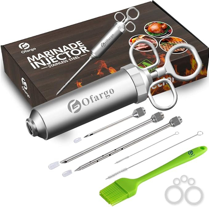 Ofargo Stainless Steel Meat Injector Syringe with 3 Marinade Injector Needles for BBQ Grill Smoke... | Amazon (US)