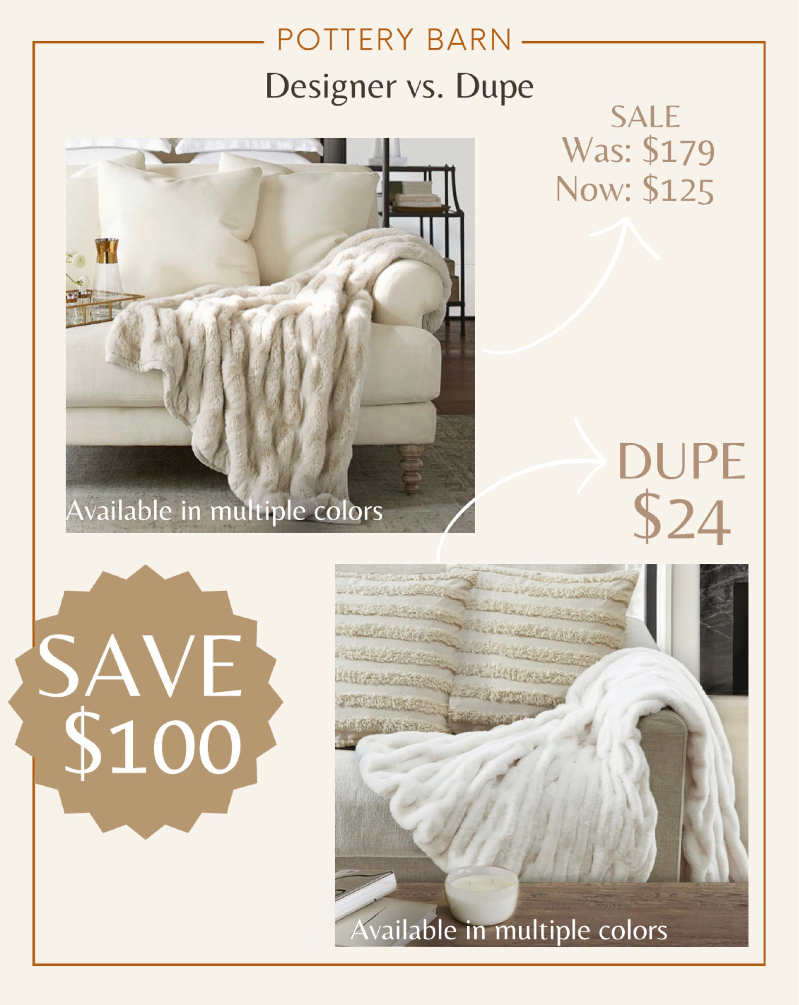 Designer vs Dupe: Pottery Barn Addition. The original is on sale so take your pick and splurge or save on this designer look a like. 

#LTKsalealert #LTKGiftGuide #LTKhome