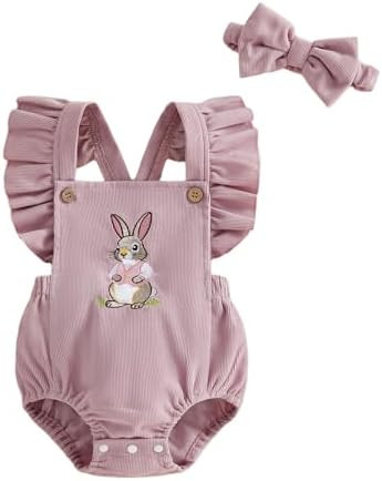 WephuPSho Newborn Baby Girl Easter Outfit Bunny Sleeveless One Piece Romper Jumpsuit Infant Bodys... | Amazon (US)