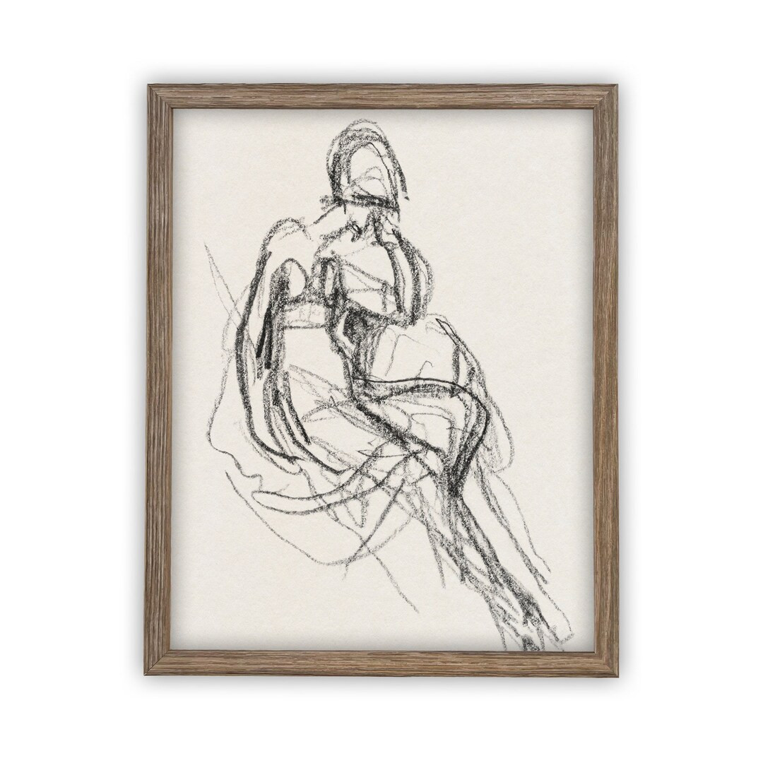 Vintage Framed Canvas Art // Framed Vintage Print // Vintage Painting // Vintage Portrait Sketch ... | Etsy (US)