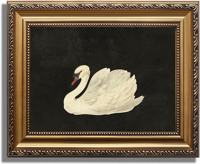 KBKBART Vintage Framed Wall Art for Living Room, White Swan Vintage Painting Canvas Wall Art Prin... | Amazon (US)