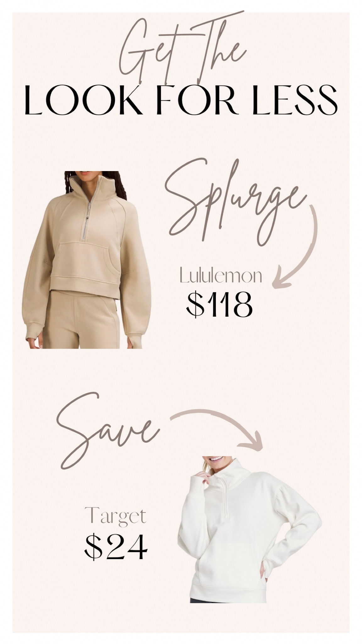 Dupes, looks for less, save or splurge, lululemon scuba, lululemon dupe, target dupes 

#LTKCyberweek #LTKunder50