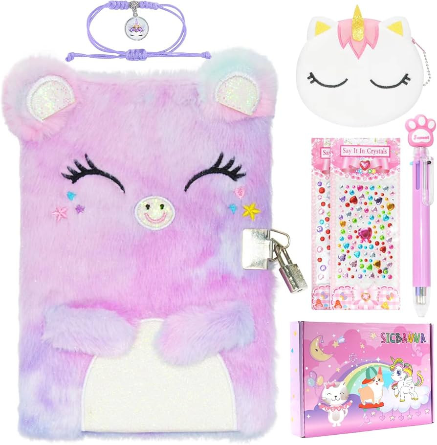 Cat Diary for Girls with lock and keys, Kids Journal School Travel Notebook Gift Set for Writing ... | Amazon (US)