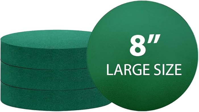 Pack of 4 FLOFARE Round Floral Foam Blocks for Fresh and Artificial Flowers, Each (8" X 1.5"), Dr... | Amazon (US)