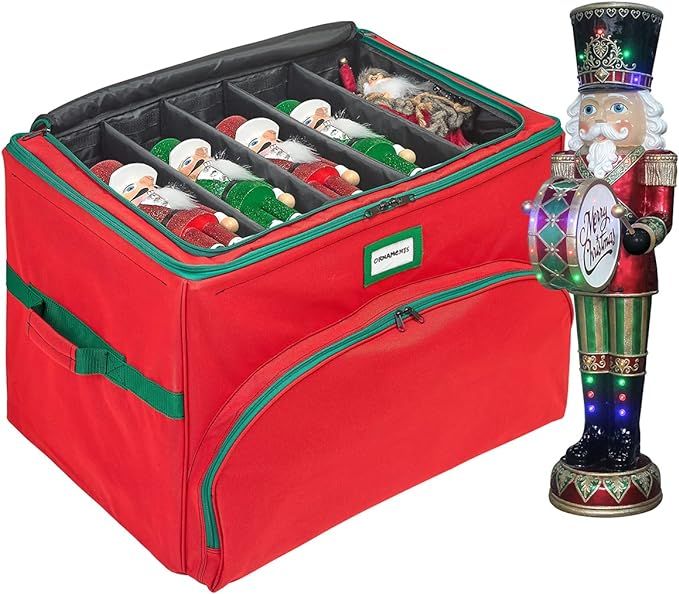 Deluxe Christmas Ornament Storage Box - Holds Up to 72 Ornaments 4” x 4” + Top Adjustable Com... | Amazon (US)
