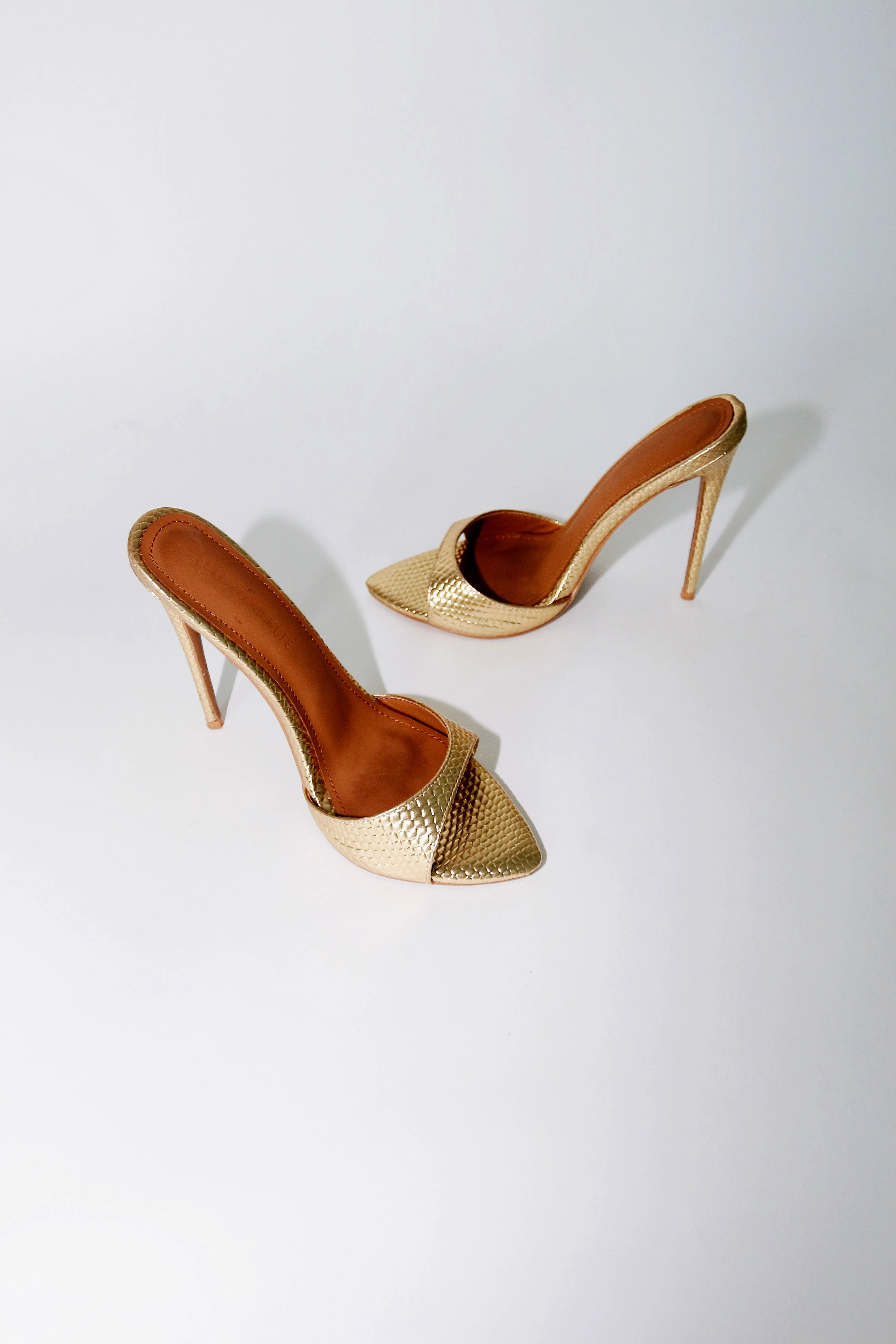 Gia Gold Reptile Vegan Mules 120 mm | CULT OF COQUETTE
