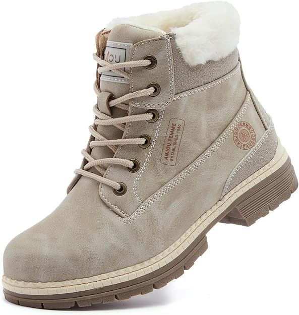 ANJOUFEMME Womens Hiking Snow Winter Boots | Amazon (US)