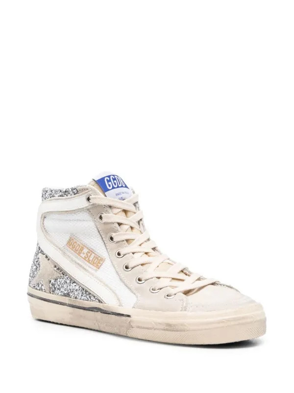 Golden Goose glitter-detail Leather high-top Sneakers | Silver | FARFETCH IE | Farfetch Global