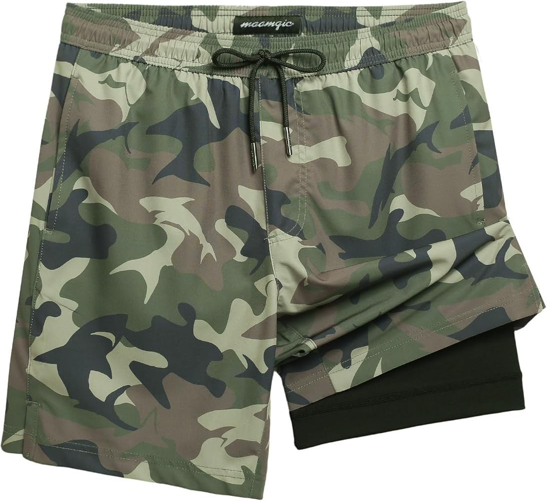maamgic Mens Swim Trunks with Compression Liner 7 Inch Inseam Mens Bathing Suit Quick Dry Swimmin... | Amazon (US)