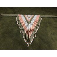 Pink & Grey Native Beadwork Necklace | Etsy (US)