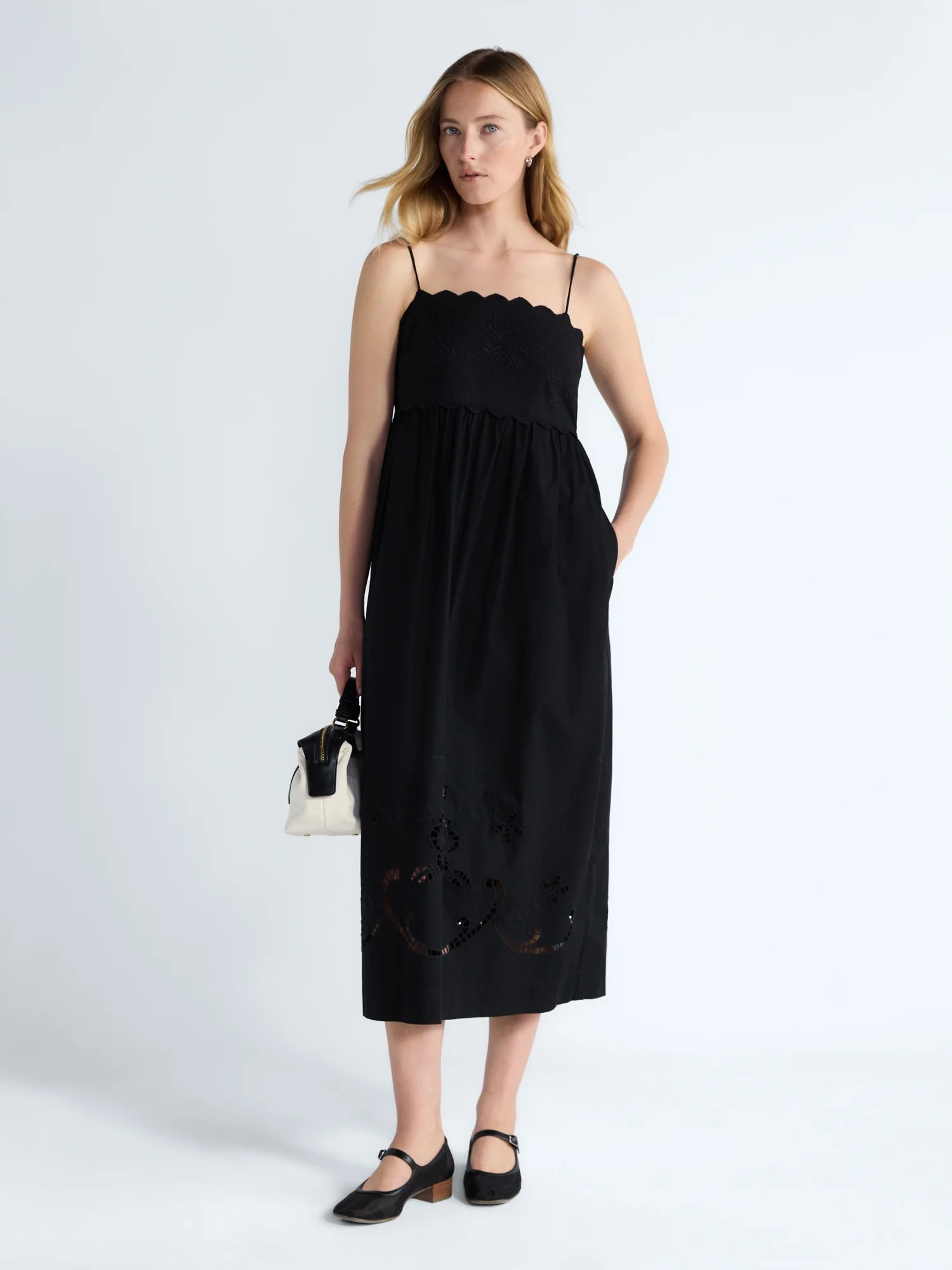 Free Assembly Women’s Embroidered Cotton Midi Dress, Sizes XS-XXL - Walmart.com | Walmart (US)
