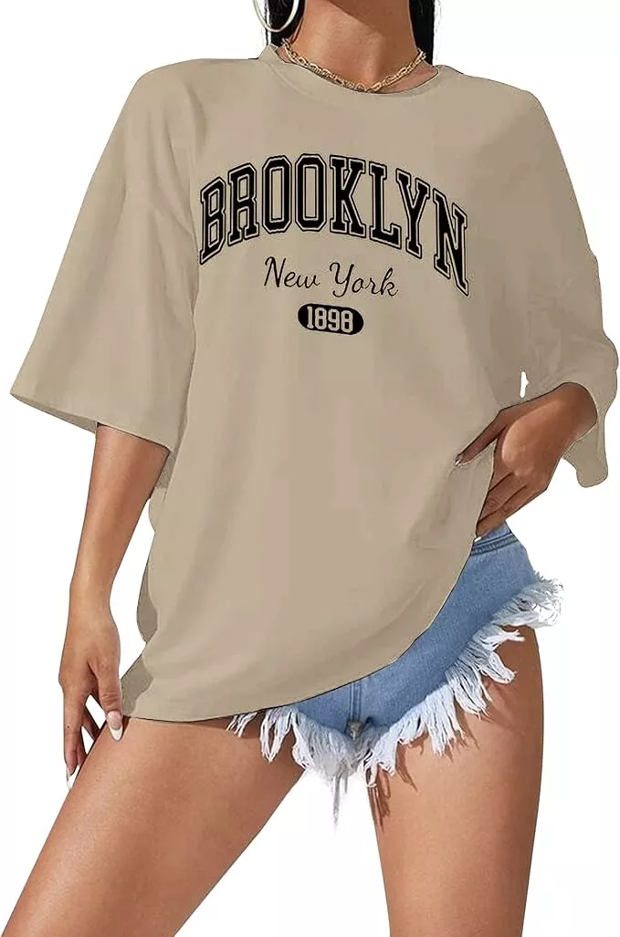 Buy SAFRISIOR Women Oversized Brooklyn New York Letter Graphic