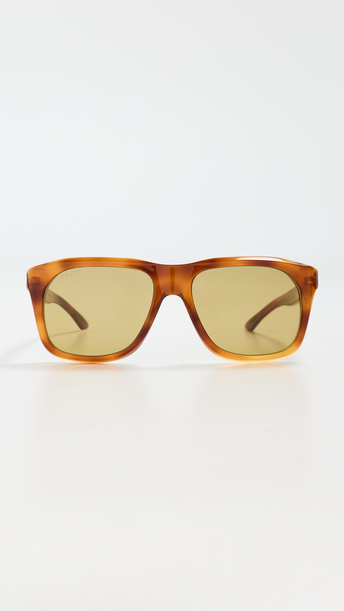 Gucci Logo Lettering Sunglasses Havana-Havana-Green One Size | Shopbop