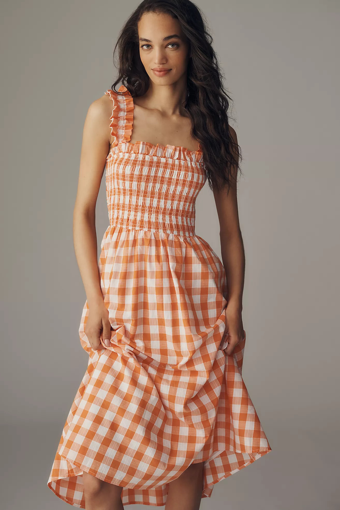English Factory Gingham Midi Dress | Anthropologie (US)