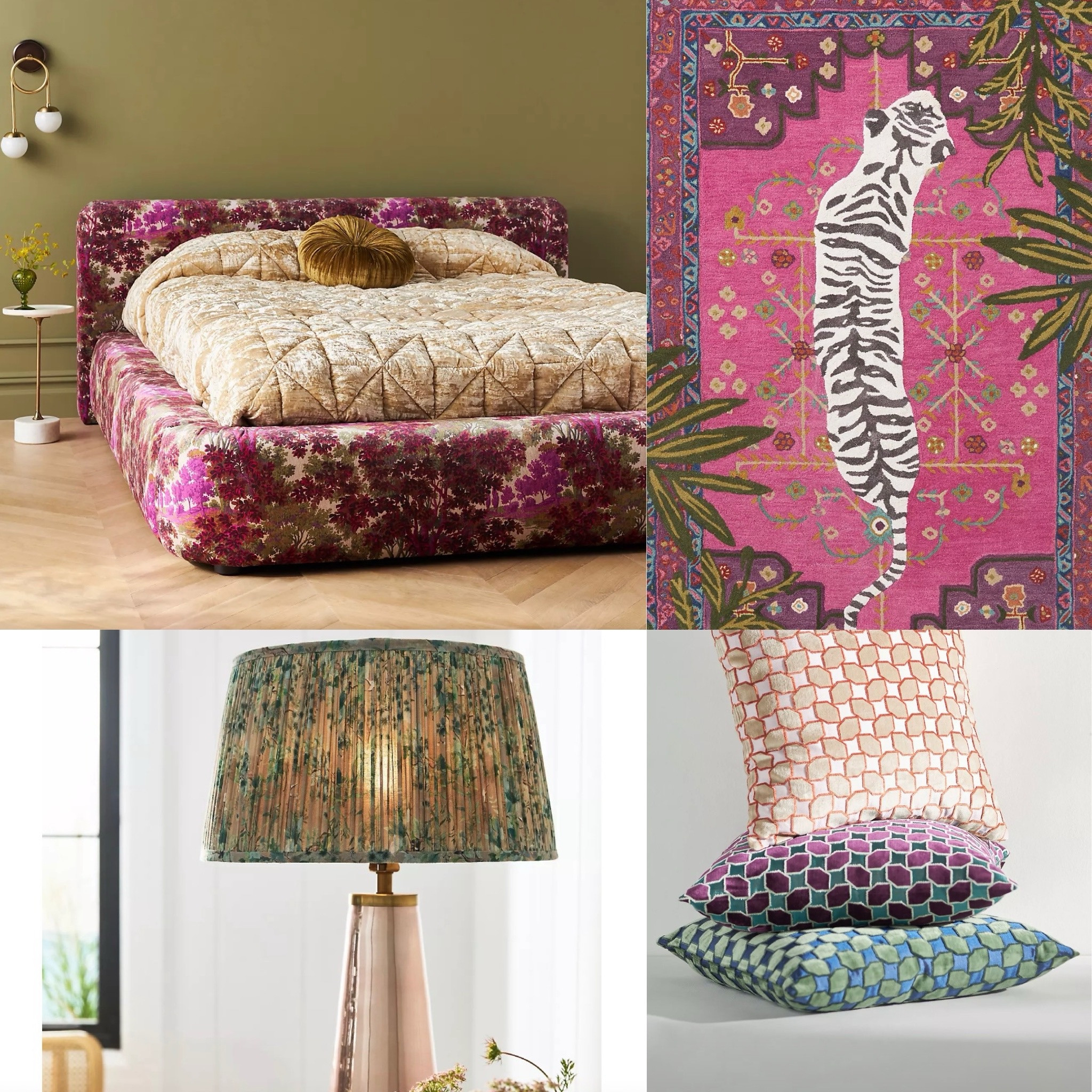 pink & sage green home decor / furniture 
home upgrades / home improvements / home aesthetic / home decor / bedroom furniture / bed / fuchsia bed / bedroom furniture / pink bed / interior design / rugs / exotic furniture / exotic rugs / pink rugs / fuchsia rugs / home design / home style / color decor / color designs / home details / night lamp / night stand lamps / decorative items / decorative pillows / luxury decor / luxury design / luxurious aesthetic / anthropology items / finds of the day / home finds 

#LTKHome