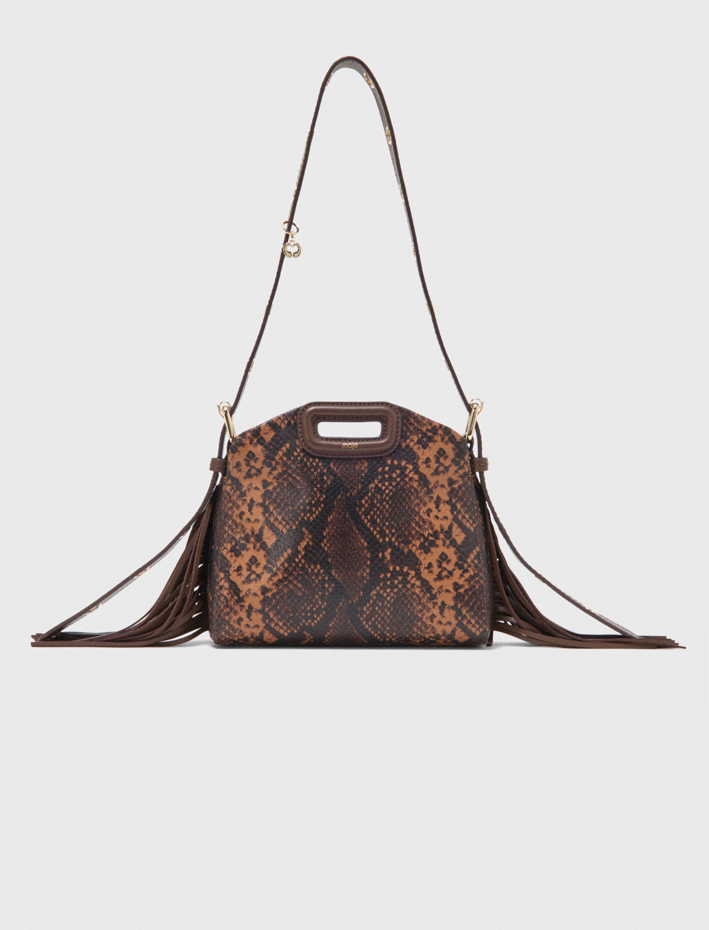 Miss M Mini embossed leather bag Brown for Women | Maje | Maje US