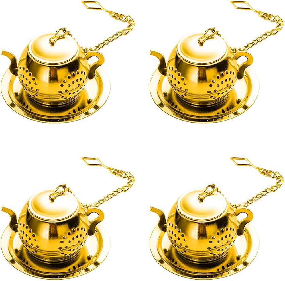 MEICHU Loose Leaf Tea Infuser Ball Set of 4 Stainless Steel Tea Strainer with Chain and Drip Tray... | Amazon (US)