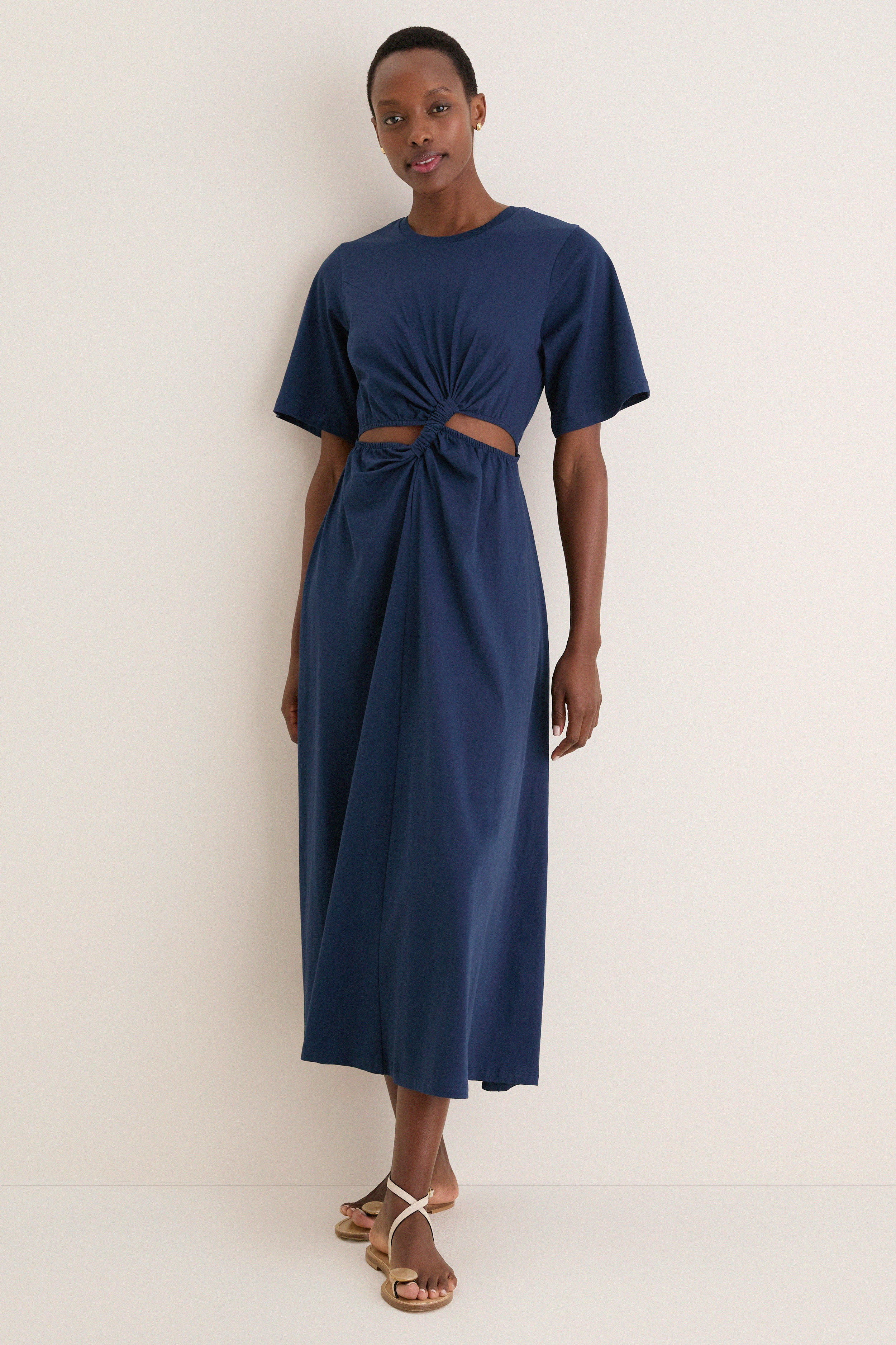 Dark Blue Short Sleeve Midi Dress | Tuckernuck (US)