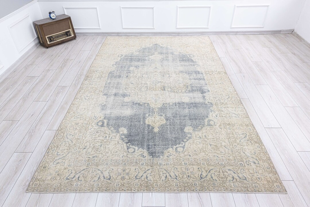 Large Faded Gray Cream and Brown Area Rug Large Oushak Rug - Etsy | Etsy (US)