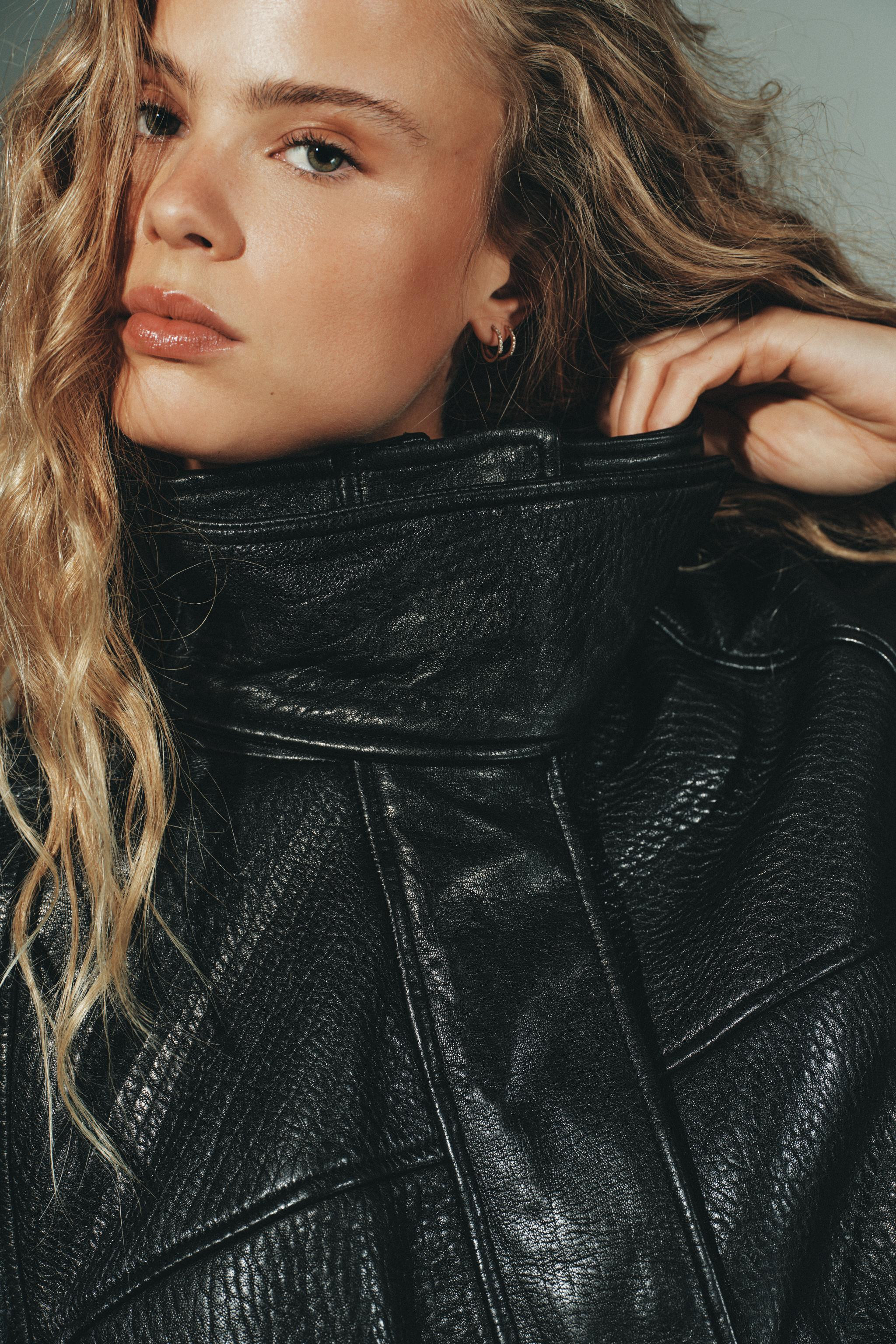 LEATHER JACKET WITH ADJUSTABLE WAIST | Zara UK