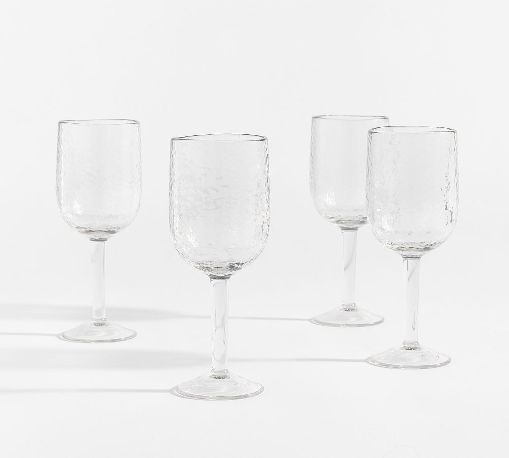 Hammered Outdoor Wine Stem Glasses, Set of 4 - Clear | Pottery Barn (US)