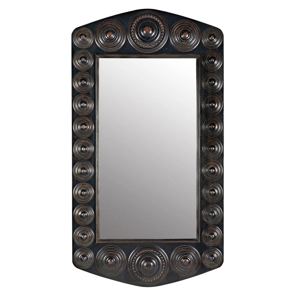 Noir Nanna Global Hand Rubbed Black Wood Rectangular Full Length Floor Mirror | Kathy Kuo Home