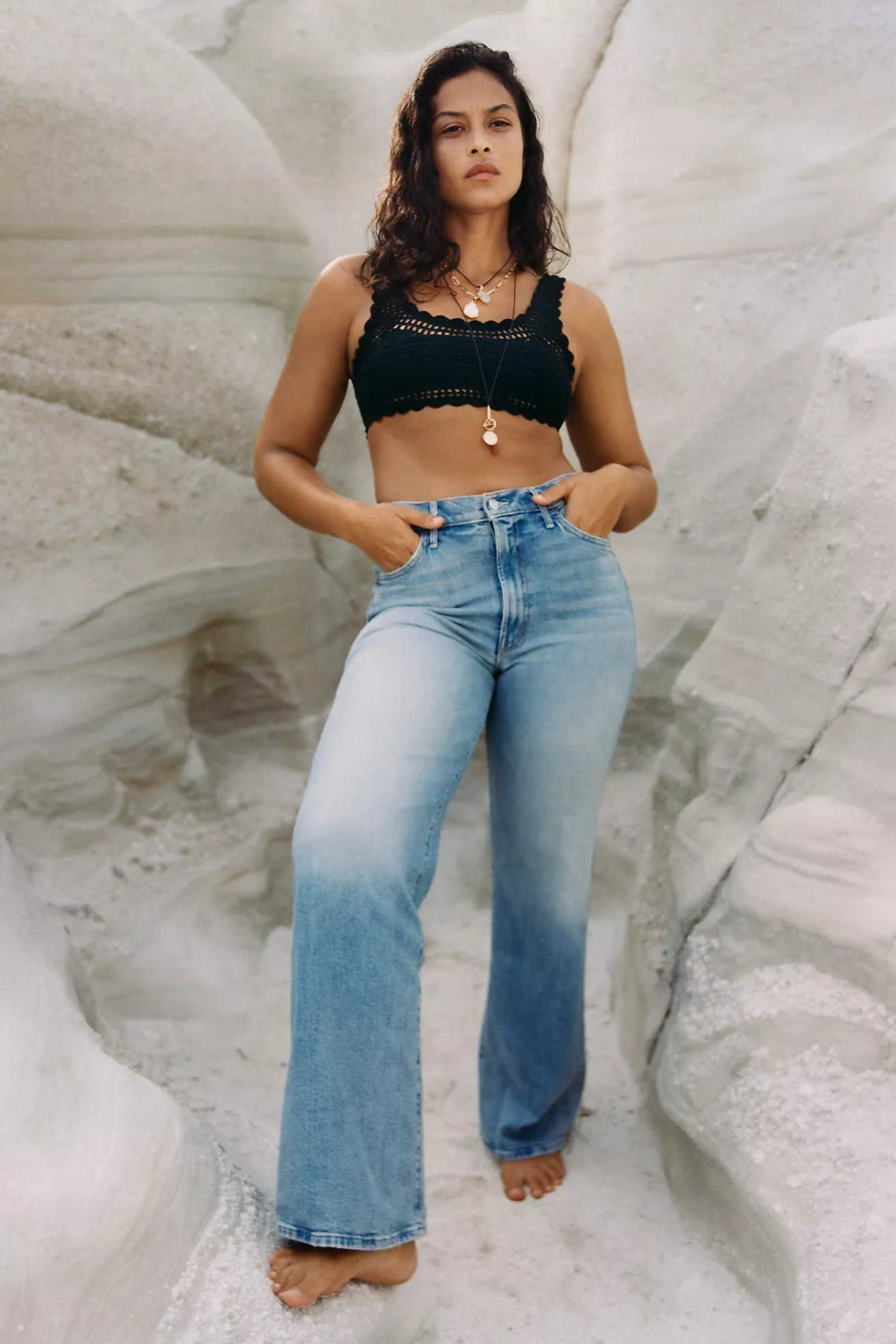 MOTHER The Hustler Roller Sneak High-Rise Wide-Leg Jeans | Anthropologie (US)