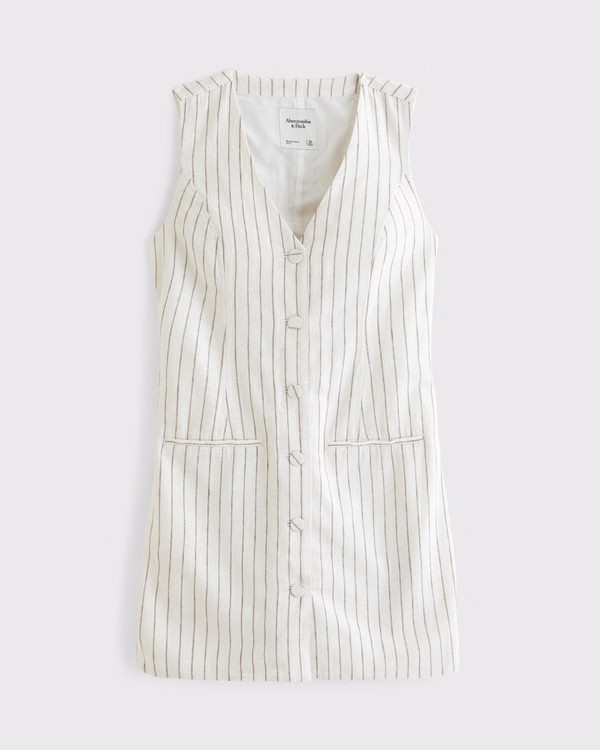 The A&F Mara Linen-Blend Vest Mini Dress | Abercrombie & Fitch (US)