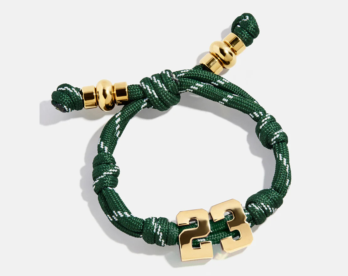 Knotty Varsity Number Custom Bracelet - Dark Green Double Digit | BaubleBar