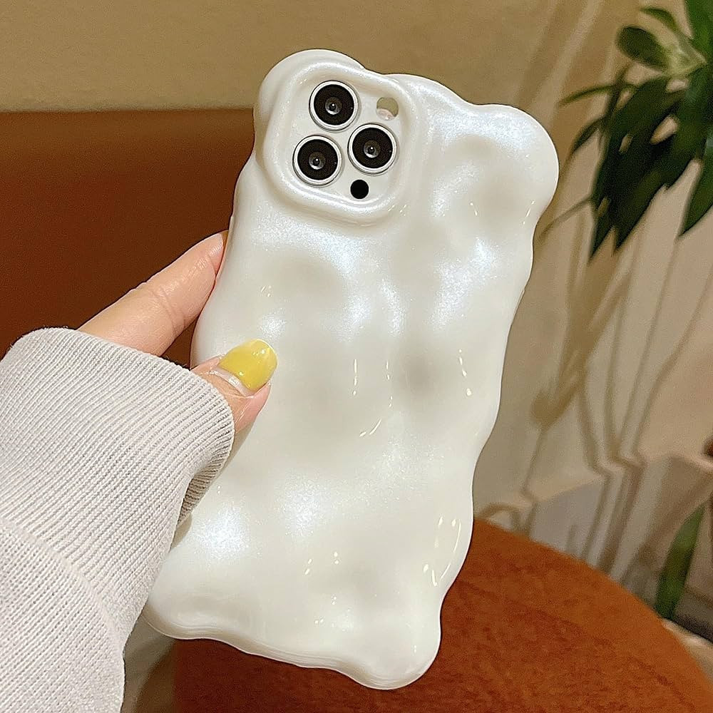 UEEBAI Case for iPhone 14 Pro Max 6.7 inch, Cute Solid Color Curly Wave Shape Shockproof TPU Bump... | Amazon (US)