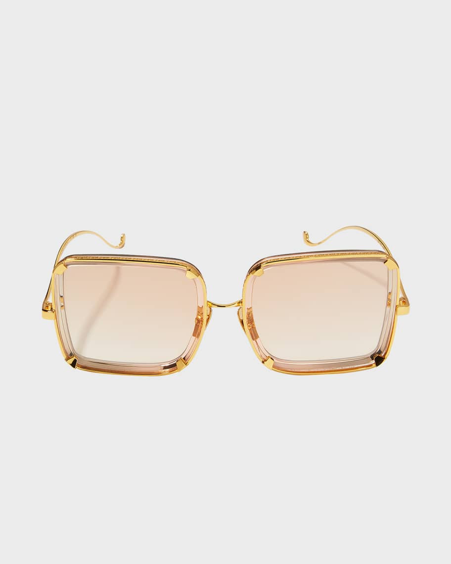 Anna-Karin Karlsson White Moon Square Acetate Sunglasses | Neiman Marcus