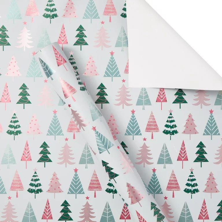 Foil Multi-Colored Trees Wrapping Paper, Christmas, 30", 85 Sq. ft., Holiday Time | Walmart (US)