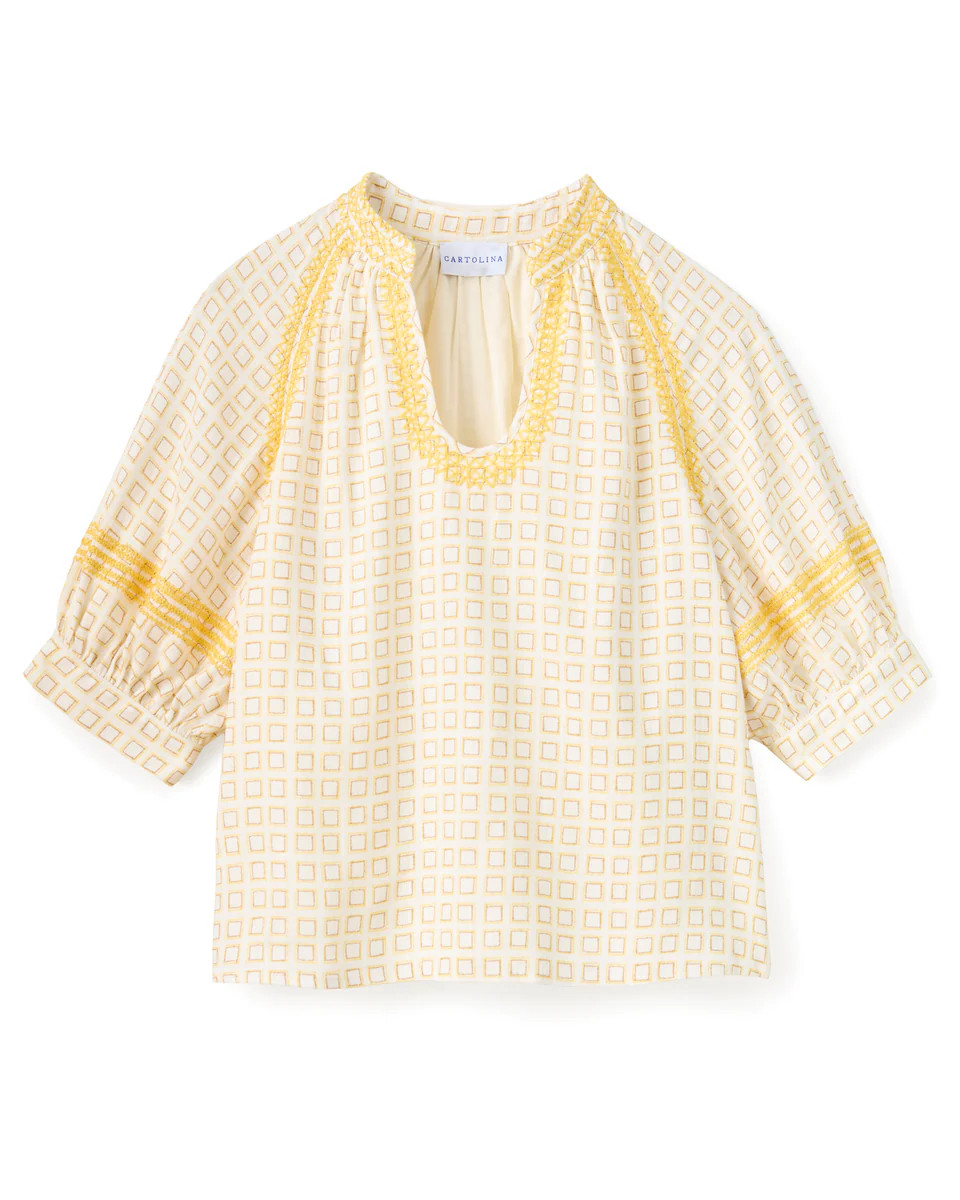 SU26 Eleanor Top-Seaglass Print-Ivory | Cartolina