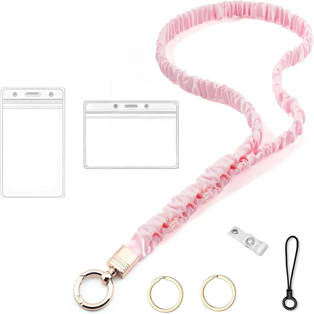 Slim Scrunchie Lanyard with ID Holder – Stretchy Comfortable Badge Lanyard for Teachers, Nurses... | Amazon (US)