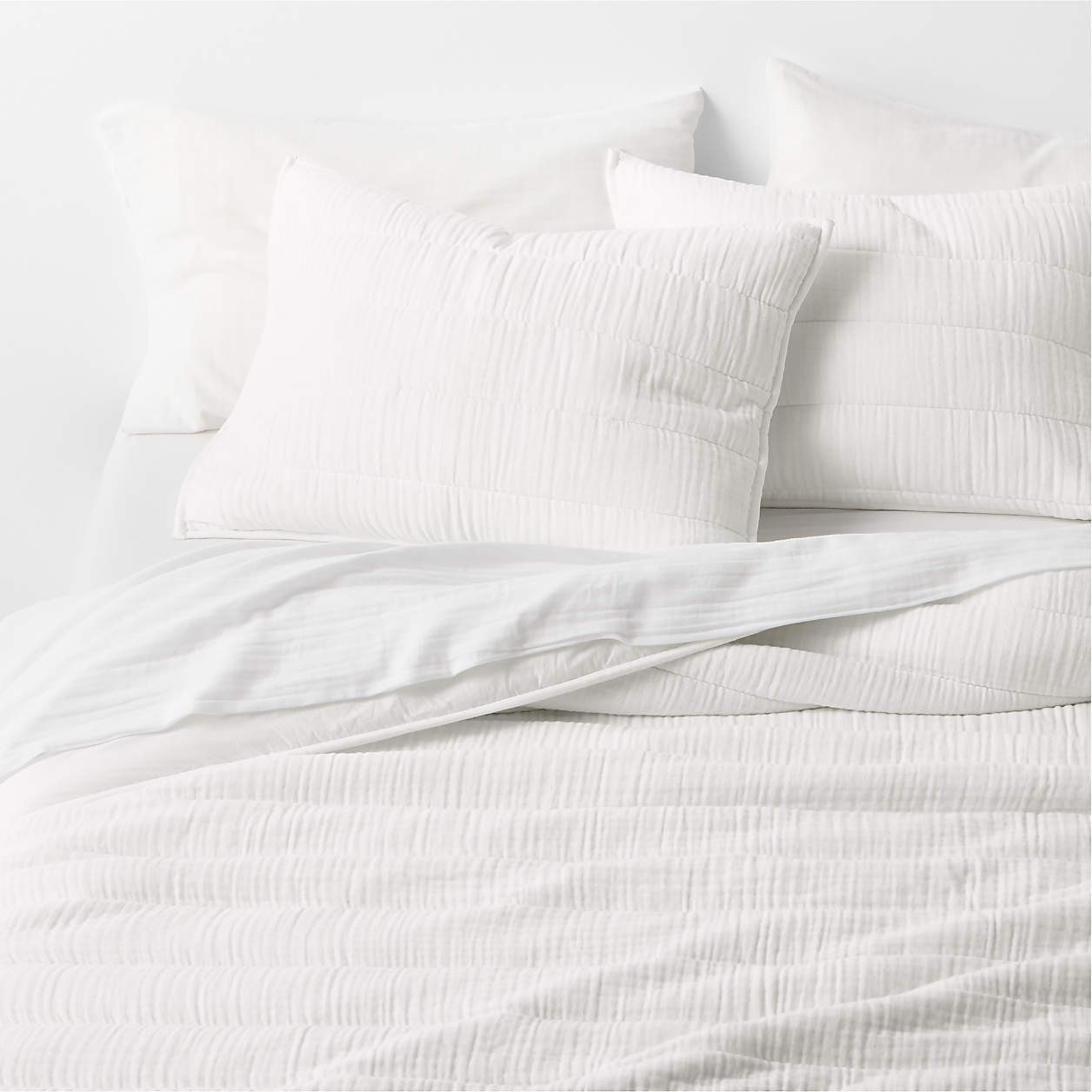 Organic Cotton Gauze Crisp White King Channel Stitch Quilt + Reviews | Crate & Barrel | Crate & Barrel