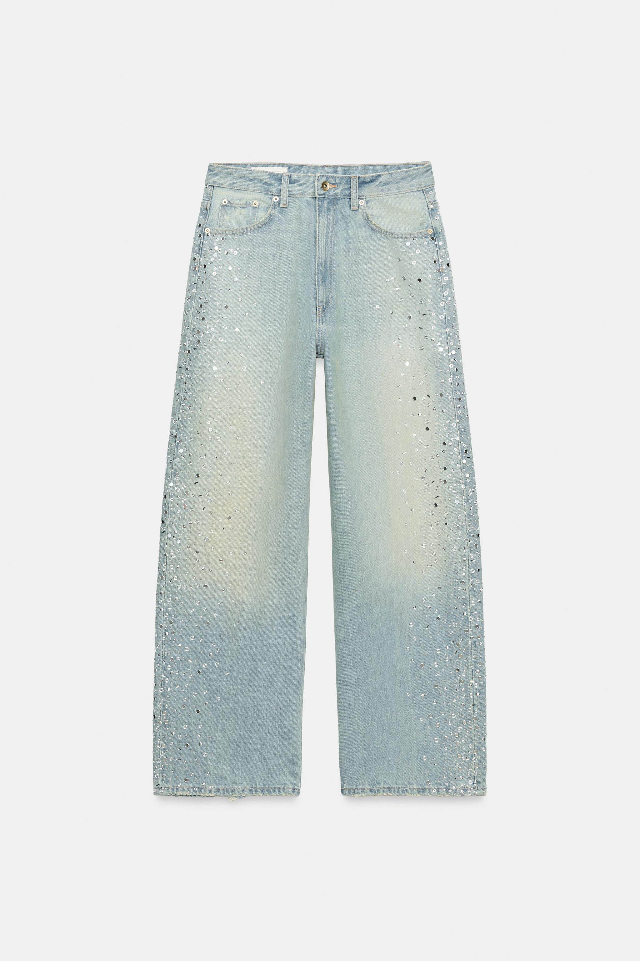 TRF SPARKLY BAGGY DENIM JEANS | Zara UK