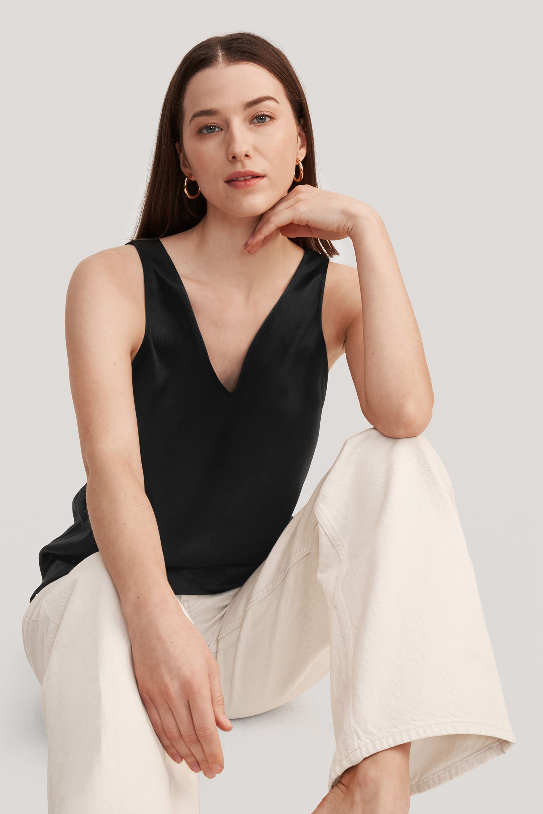 V-Neck Sleeveless Silk Tank Top | LILYSILK
