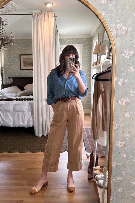 today’s outfit 🤍 feeling like spring! - my pants are old from Club Monaco, belt is vintage Coach but everything else is linked directly as well as similar options. 