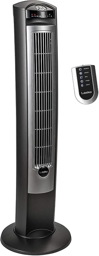 Lasko Oscillating Tower Fan with Remote, Quiet Floor Fans for Bedroom, 42", Silver T42951 | Amazon (US)