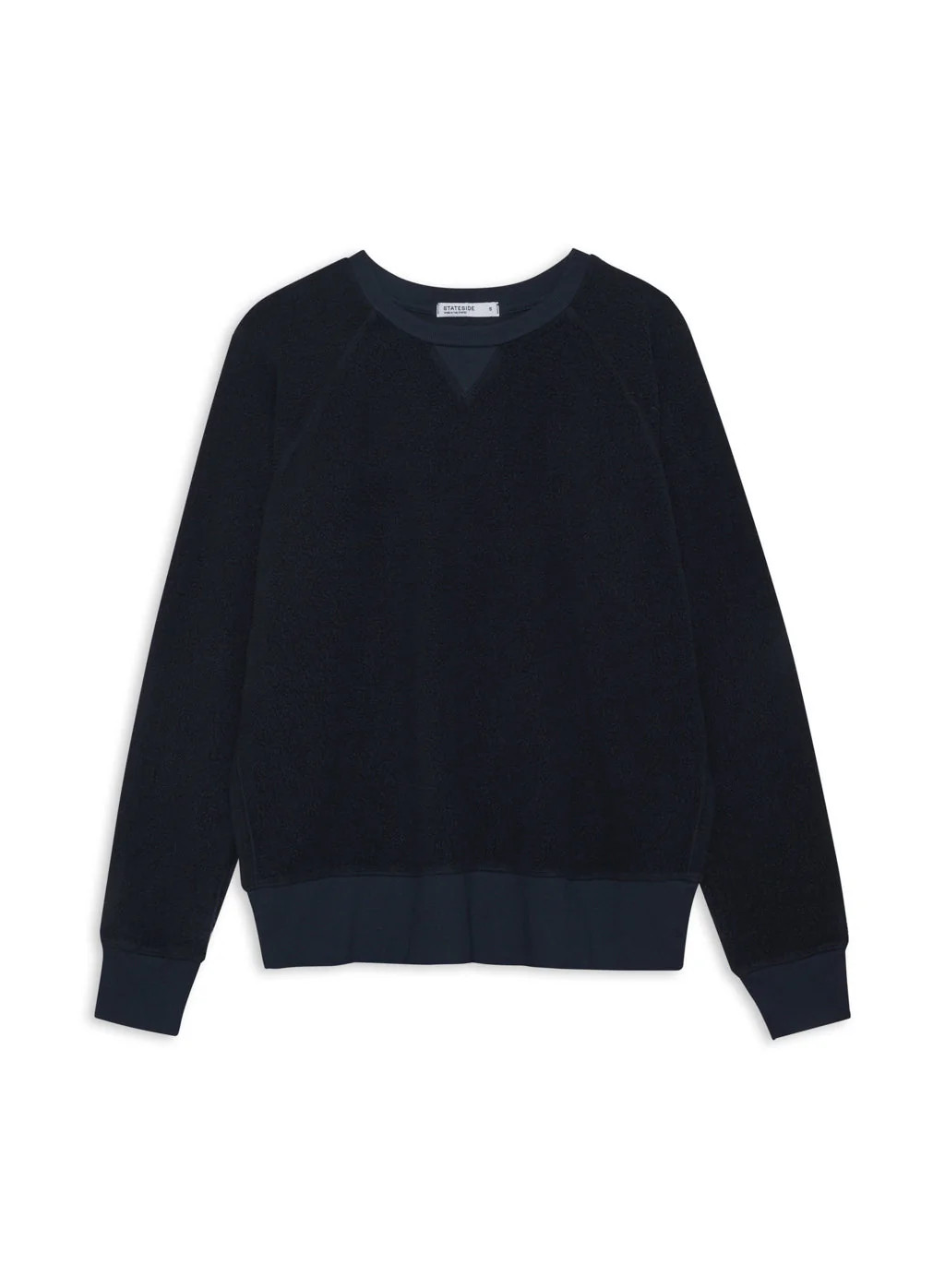 Sherpa Raglan Side Slit Sweatshirt in New Navy | AVO
