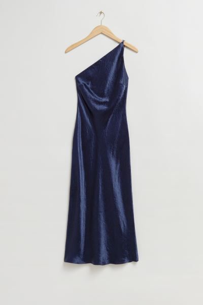 One-Shoulder Satin Midi Dress | H&M (UK, MY, IN, SG, PH, TW, HK)