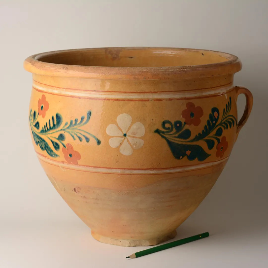 Antique Ukrainian Folk Pottery Vessel | Large Hand Painted Clay Bowl | Primitive Rustic Decor | 8... | Etsy (US)