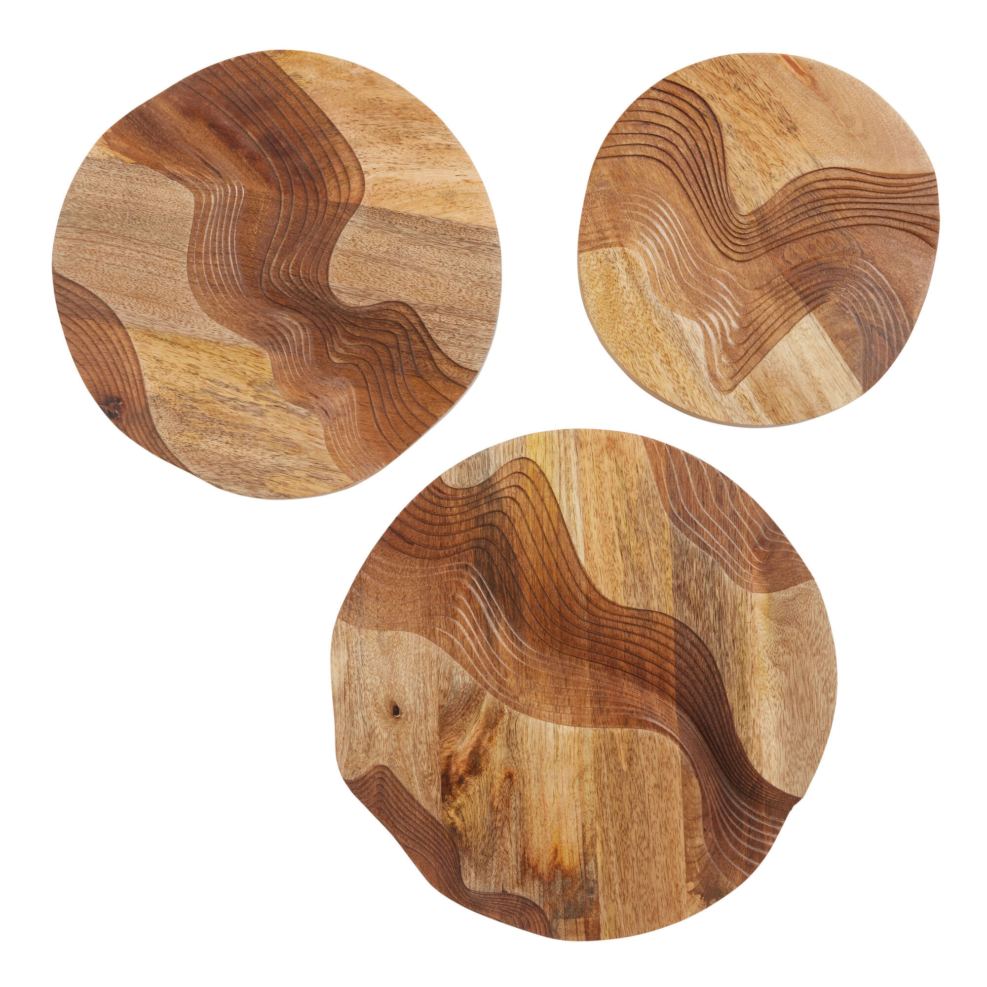 Mango Wood Engraved Disc Wall Decor 3 Piece | World Market