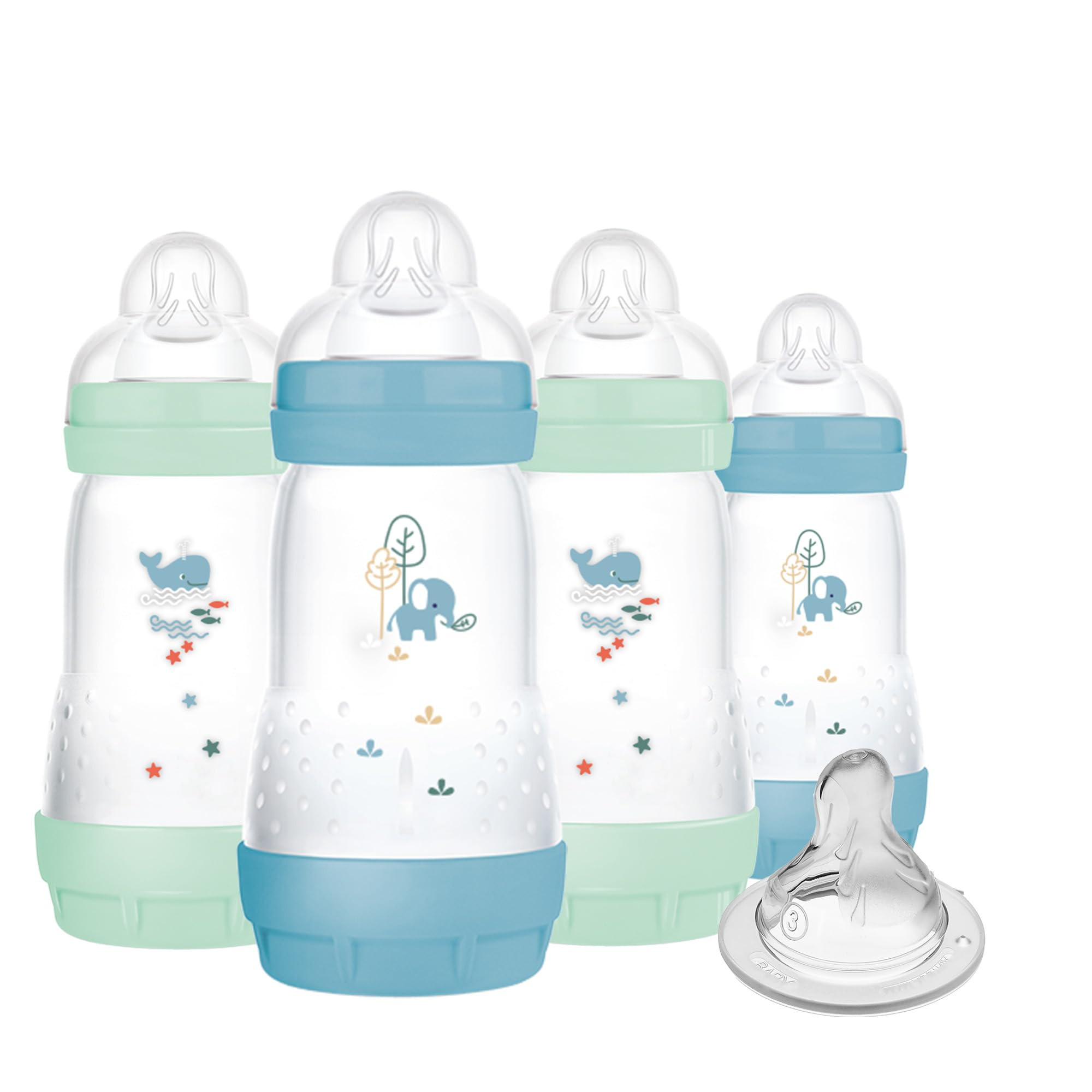 MAM 9oz Easy Start Anti-Colic Baby Bottles, Medium Flow with Bonus Fast Flow Nipple, Breastfeedin... | Amazon (US)