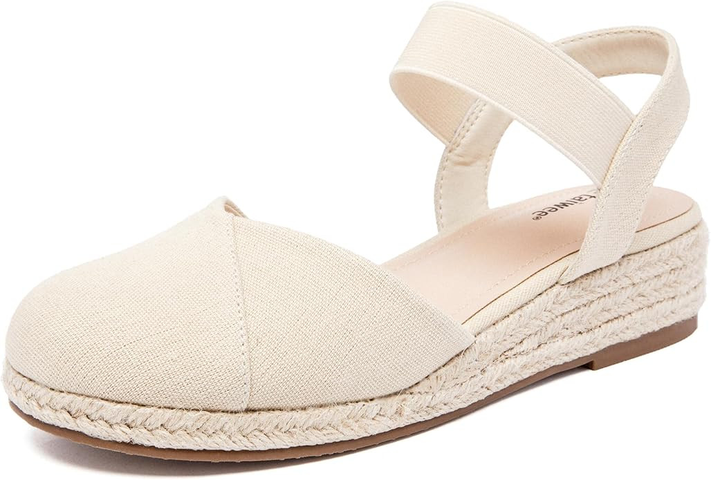 Amazon.com | Ataiwee Women's Platform Wedge Heel Espadrille Sandals - Adjustable Elastic Ankle St... | Amazon (US)