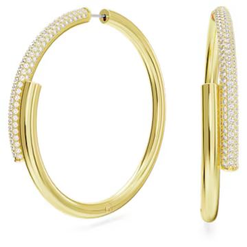 Dextera hoop earrings, White, Gold-tone plated by SWAROVSKI | SWAROVSKI