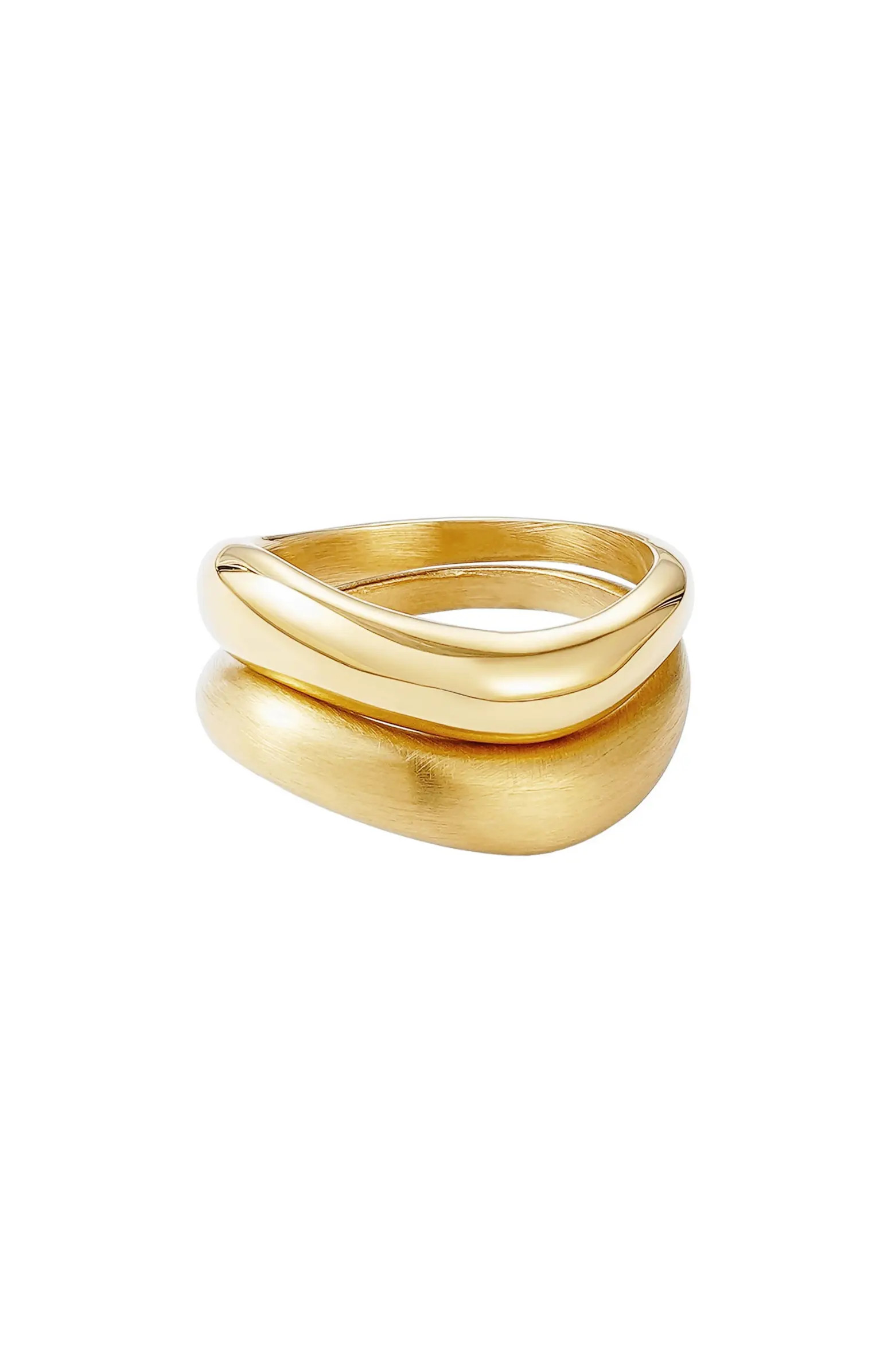 Set of 2 Wavy Band Rings | Nordstrom Rack