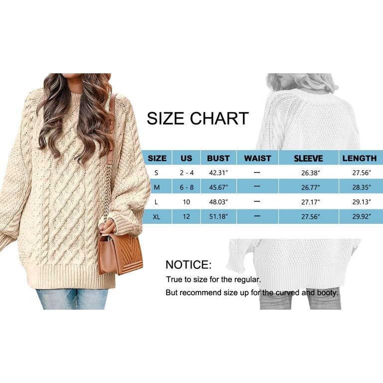 MOSHU Oversized Sweaters for Women Cable Knit Chunky Pullover Sweater | Walmart (US)
